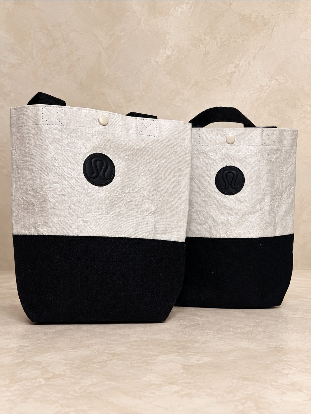Lululemon 2013 Holiday Tuxedo Tote Set of 2 Black White Limited Edition
